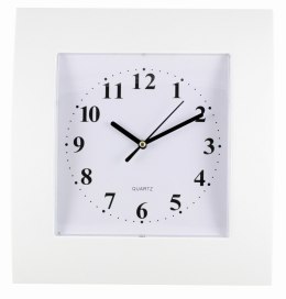 Zegar ścienny plastikowy 25,5x28,5cm, biały z białą tarczą, MPM E01.2499.00
