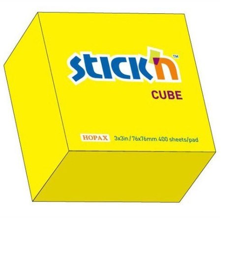 Bloczek STICK"N 76x76mm 400k żółty neonowy 21010