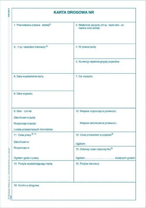 Karta drogowa A5 Numer. 815-3N