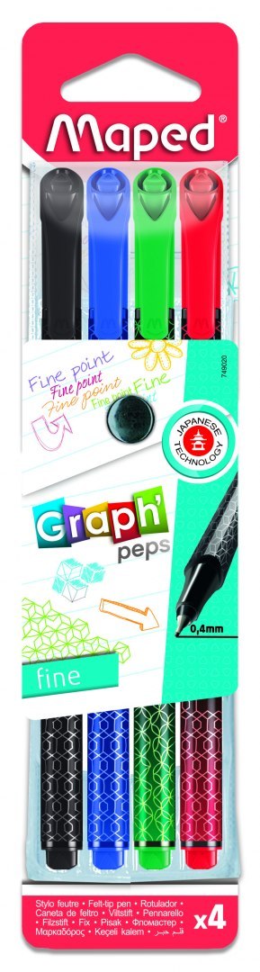 Cienkopis GRAPH PEPS DECO kolory basic 4 szt etui Maped 749020