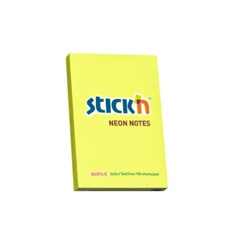 Bloczek STICK"N 76x51mm żółty neon 100k 21132