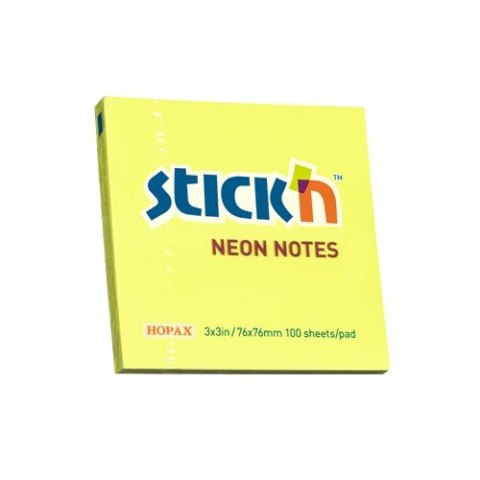 Bloczek STICK"N 76x76mm żółty neonowy 100k 21133 STICK"N