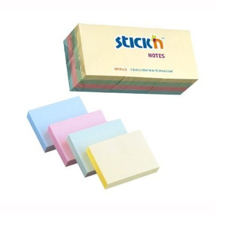 Bloczki STICK"N 38x51mm mix pastelowy 12bloczków x 100 kartek 21531