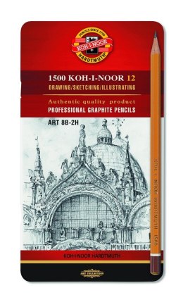 Ołówek Grafitowy 1502/II ART 8B-2H komplet 12 szt. KOH I NOOR