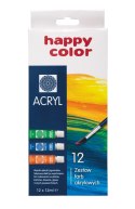 Farba akrylowa zestaw 12 kolorów, 12ml HA 7370 0012-K12 HAPPY COLOR