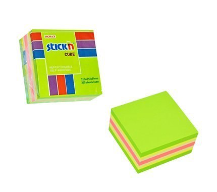 Bloczek STICK"N 51x51mm zielony-mix neon i pastel 21534