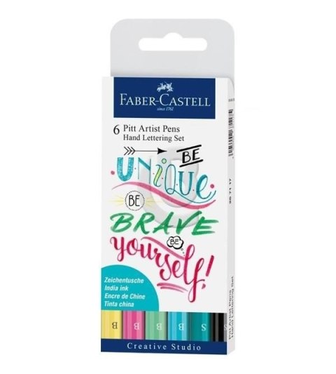 ZESTAW PITT ARTIST PEN HANDLETTERING 6 SZT. W ETUI, ODCIENIE PASTELOWE FABER-CASTELL