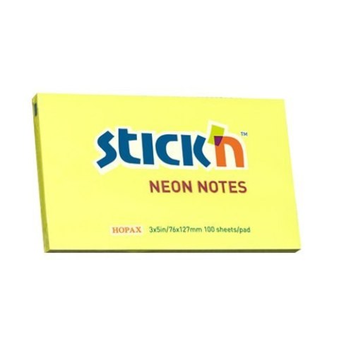 Bloczek STICK"N 127x76mm żółty neonowy 100k 21135 STICK"N