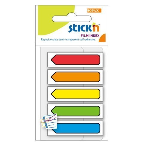 Zakładki indeksujące Strzałki 45x12mm mix 5 kolorów neon STICK"N 21464