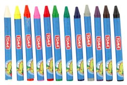 Kredki szkolne świecowe ZĘBOZAURUS 9cm - 12 kolorowe mix TO-558-82 Toma