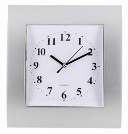 Zegar ścienny plastikowy 25,5x28,5cm, srebrny z białą tarczą, MPM E01.2499.70