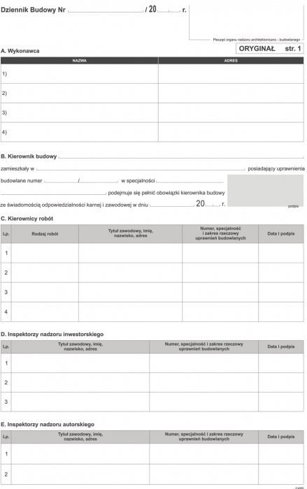603-1 Dziennik budowy MICHALCZYK&PROKOP A4 album 20 stron