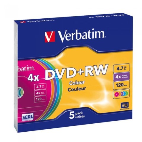 Płyta DVD+RW VERBATIM SLIM Color 4.7GB x4 (1) 43297