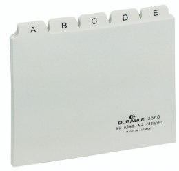 Przekładki A6 25 szt. 5/5 do kart. indeksami 25mm biały 36602 DURABLE A-Z