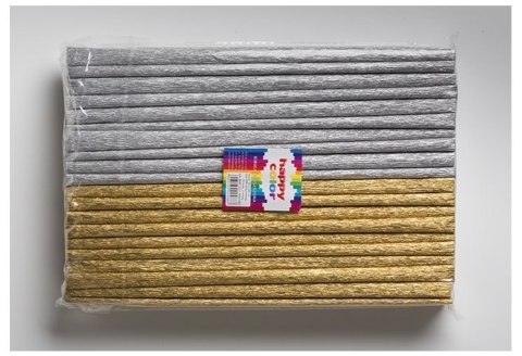 Bibuła 25x200cm mix złoty/srebrny (10szt) 2521-MIX1181 HAPPY COLOR