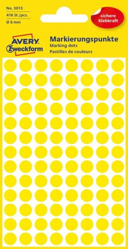 Kółka do zaznaczania kolorowe, 416 etyk./op., Q8 mm, żółte Avery Zweckform, 3013
