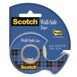 Taśma klejąca SCOTCH_ Wall-Safe, bezpieczna dla ścian, na podajniku, 19mm, 16,5m, transparentna
