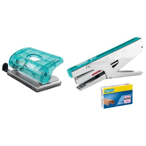 Dziurkacz mini Rapid Colour"Breeze FC5, 10 kartek, 5 lat gwarancji, niebieski 5001332