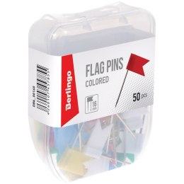 Pinezki -flagi,28x15 mm, dług. Igły 16 mm, różne kolory, zaw. euro, 50 szt. 143861/57855 Berlingo