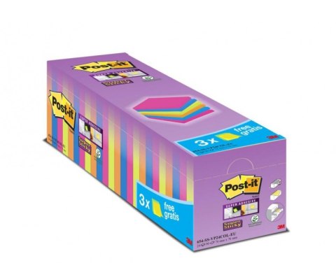 Karteczki Samoprzylepne Post-it_ Super Sticky _21 bloczków + 3 GRATIS, każdy po 90 kolorowych karteczek 76x76mm_654-SS-VP24COL 3