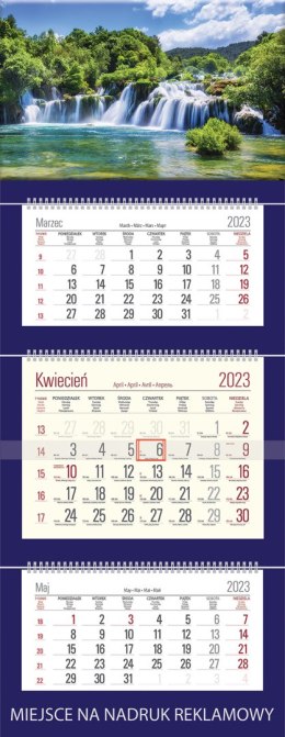 Kalendarz Trójdzielny z główką (T04) KASKADA - granat 2023 TELEGRAPH