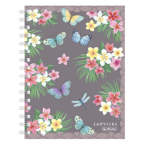 Brulion na spirali A5 100 kartek kratka ladylike butterfli 50044207 Herlitz