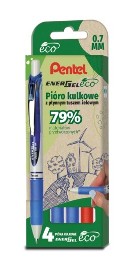 Pióro kulkowe ENERGEL ECO kpl.4 szt. BL77E-ST4BCCCPL PENTEL