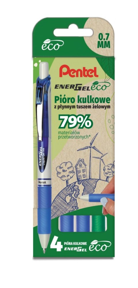 Pióro kulkowe ENERGEL ECO kpl.4 szt. BL77E-ST4DCCCPL PENTEL