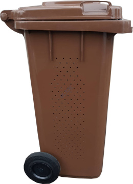 Pojemnik na odpady 240L, kubeł BIO brązowy z rusztem i dziurkami