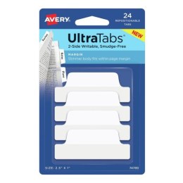 Ultra Tabs - samoprzylepne zakładki indeksujące, białe, 63,5x25, 24 szt., Avery Zweckform 74789