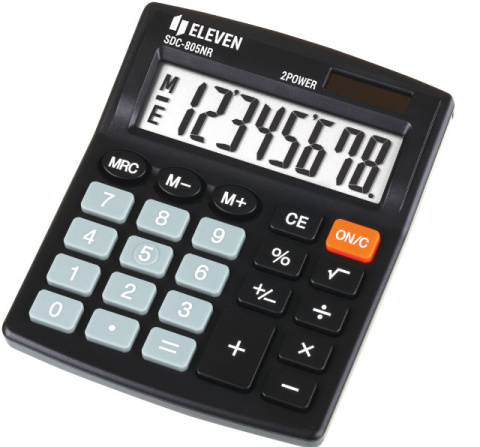 Kalkulator biurowy ELEVEN SDC-805NR, 8-cyfrowy, 120x105mm, czarny