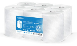 Ręczniki papierowe do podajników celuloza, 2 warstwy, biały, AUTOCUT 150m (6rolek) VELVET PROFESSIONAL 5200012