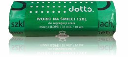 Worki na śmieci 120l 10szt., DOTTS, do segregacji szkła, mocne (LDPE), 31mic., zielone