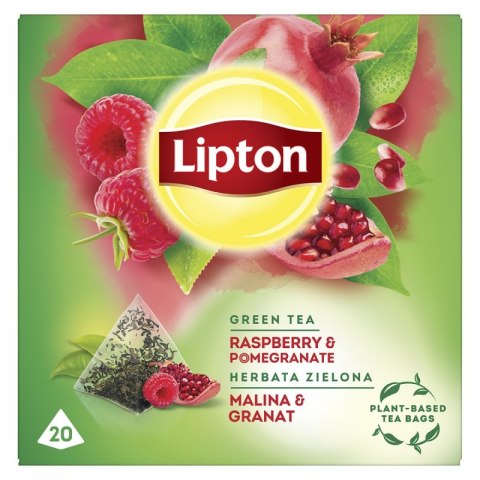 Herbata LIPTON PIRAMID MALINA i GRANAT (20 saszetek) zielona