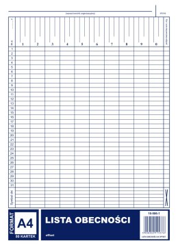 Lista obecnośći A4, 40 kartek offset, 10-506-1 DOTTS