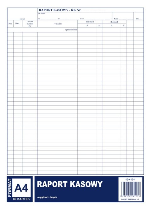 Raport kasowy A4, 80 kartek (1+1), 10-410-1 DOTTS