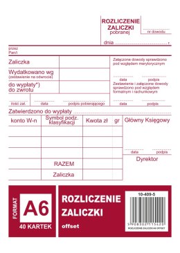 Rozliczenie zaliczki A6, 40 kartek offset, 10-409-5 DOTTS
