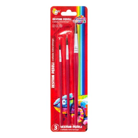 Zestaw pędzli 3 sztuki z włosia naturalnego (nr: 2,6,12) 60744 OTOCKI