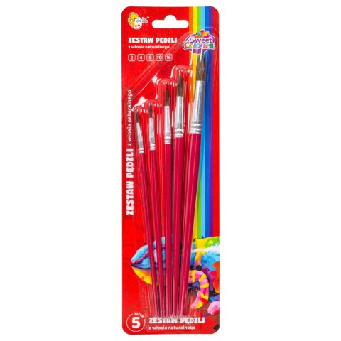 Zestaw pędzli 5 sztuk z włosia naturalnego (nr: 2,4,8,10,16) 60751 OTOCKI