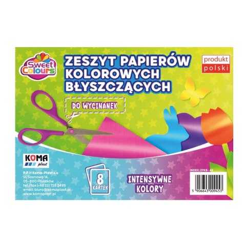 Zeszyt błyszczących papierów kolorowych A5, 09453 KOMA