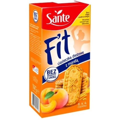 Ciasteczka zbożowe z morelą Fit bez cukru (6x4szt.) 300g SANTE