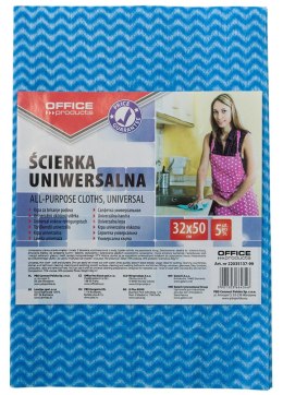 Ścierka uniwersalna , wiskoza 70%, gr. 40g/mkg, 32x50cm, 5szt., niebieska, typu OFFICE PRODUCTS 22035137-99