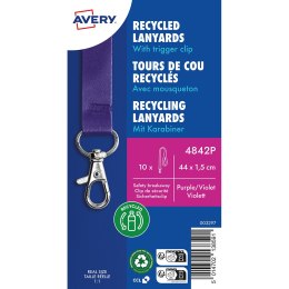 Smycze z recyklingowanego PET, 10 szt.; 15 x 440 mm; fioletowe, 4842P