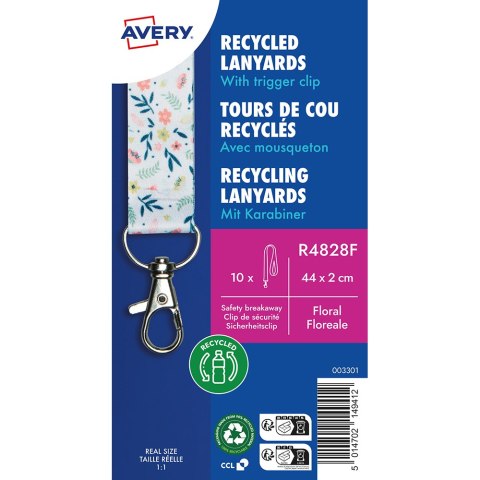 Smycze z recyklingowanego PET, 10 szt.; 20 x 440 mm; wzór kwiatowy, R4828F