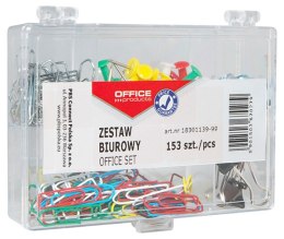 Zestaw biurowy (pinezki, klipy i spinacze) , mix 153szt., mix kolorów, typu OFFICE PRODUCTS 18301139-99
