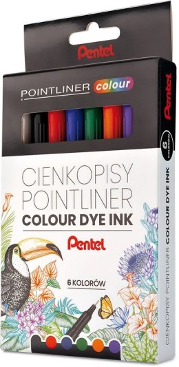 Zestaw cienkopisów pointliner colour, (6 szt.), S40-ST6PL PENTEL